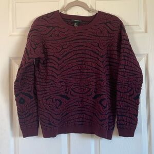 Forever 21 Womens Maroon & Black Striped Sweater, Size L